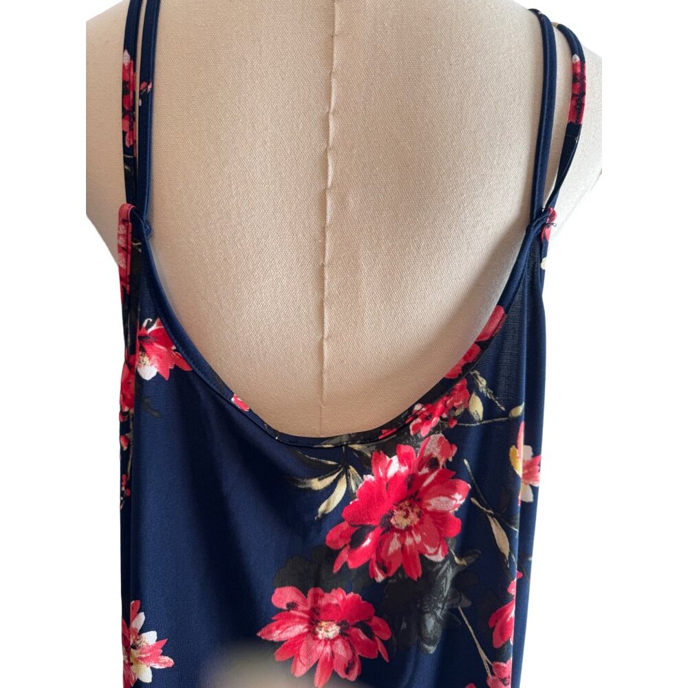 NWT Papermoon 2X Floral Print Sleeveless Tank Navy & Red - Picture 4 of 9